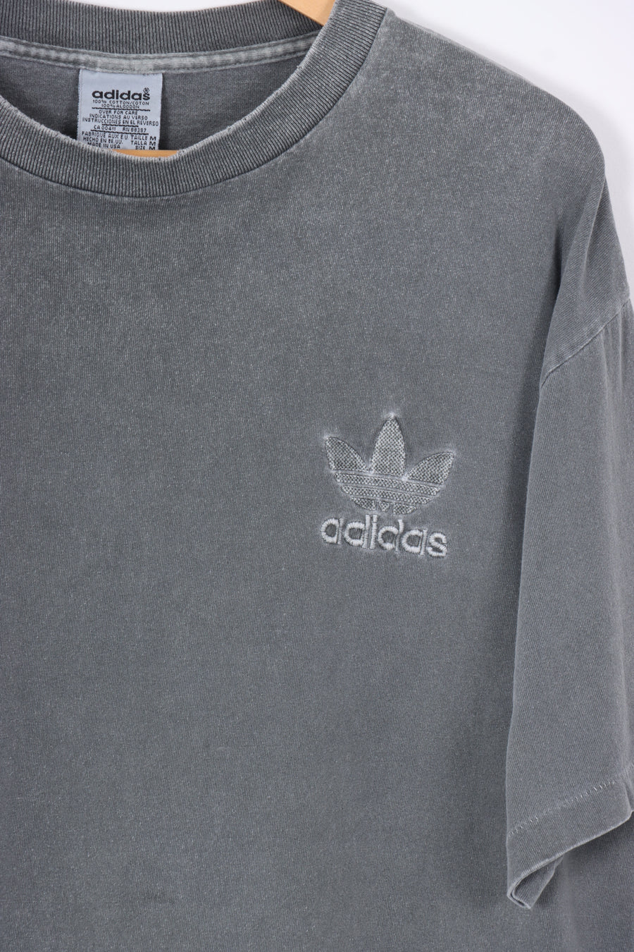 ADIDAS Grey Wash Embroidered USA Made Tee (M)