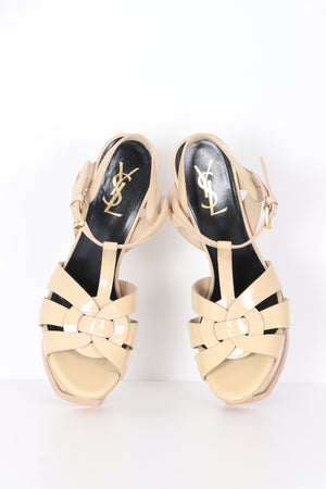 YVES SAINT LAURENT YSL 'Tribute' Cream Patent Heels (38)