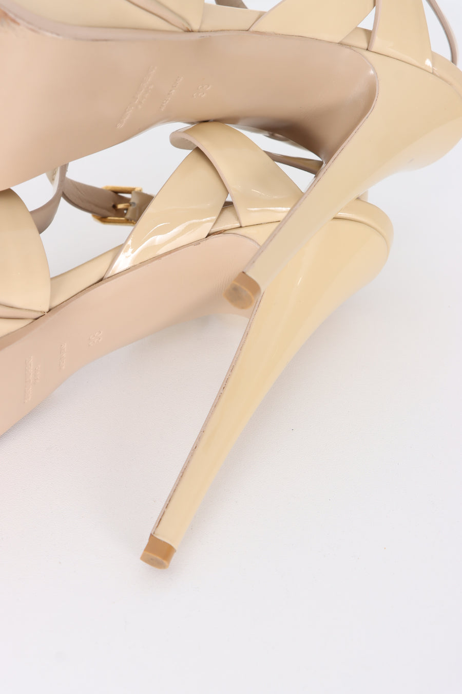 YVES SAINT LAURENT YSL 'Tribute' Cream Patent Heels (38)