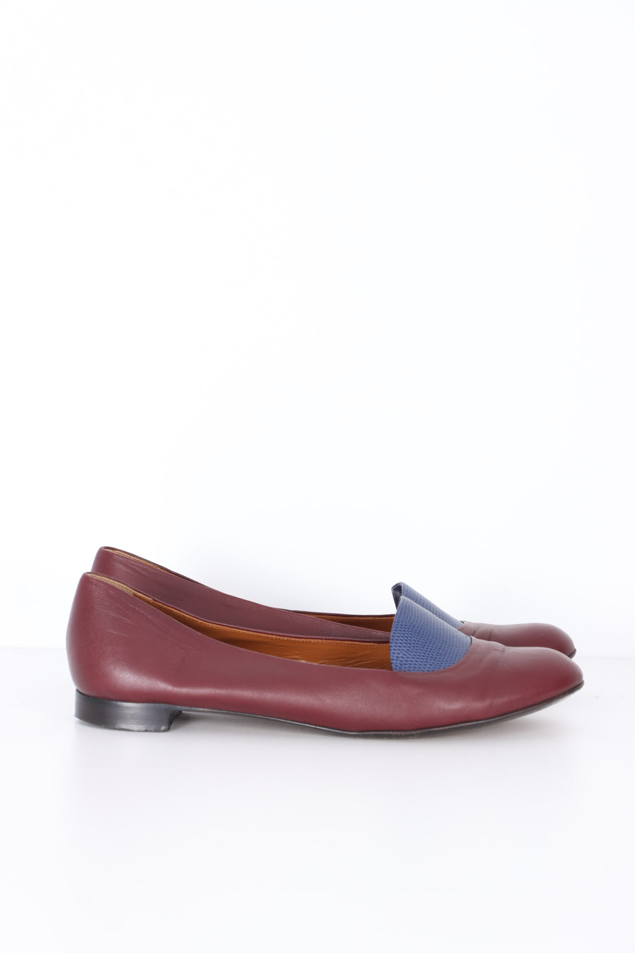 FENDI Maroon & Blue Lizard Leather Flats (40)