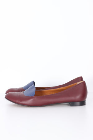 FENDI Maroon & Blue Lizard Leather Flats (40)