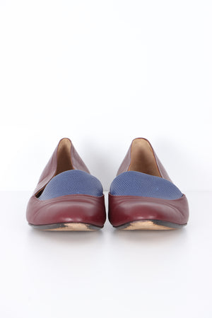 FENDI Maroon & Blue Lizard Leather Flats (40)