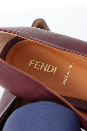 FENDI Maroon & Blue Lizard Leather Flats (40)