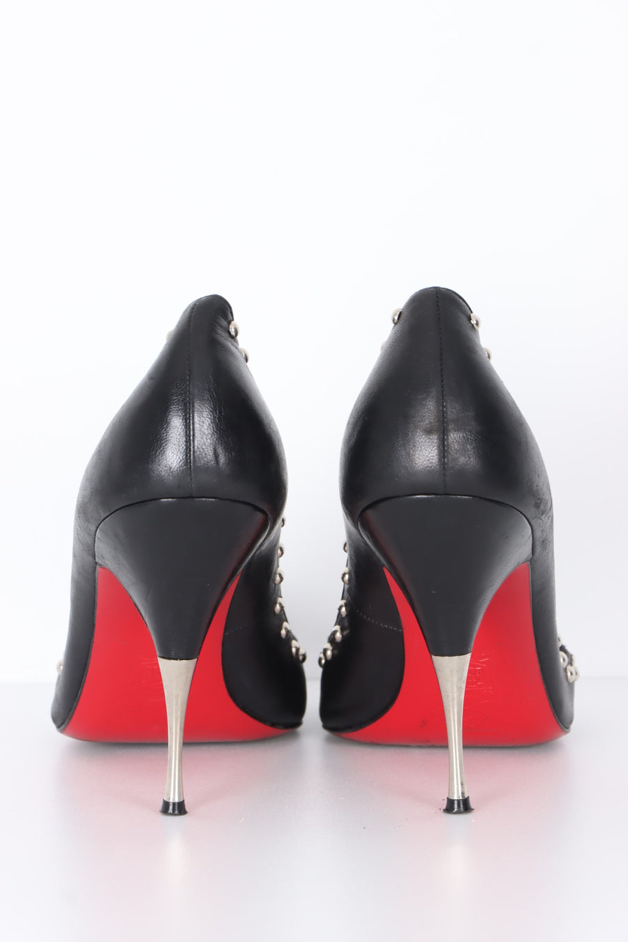 REPLICA Christian Louboutin Studded Peep Toe Leather Heels (38.5)