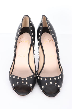 REPLICA Christian Louboutin Studded Peep Toe Leather Heels (38.5)