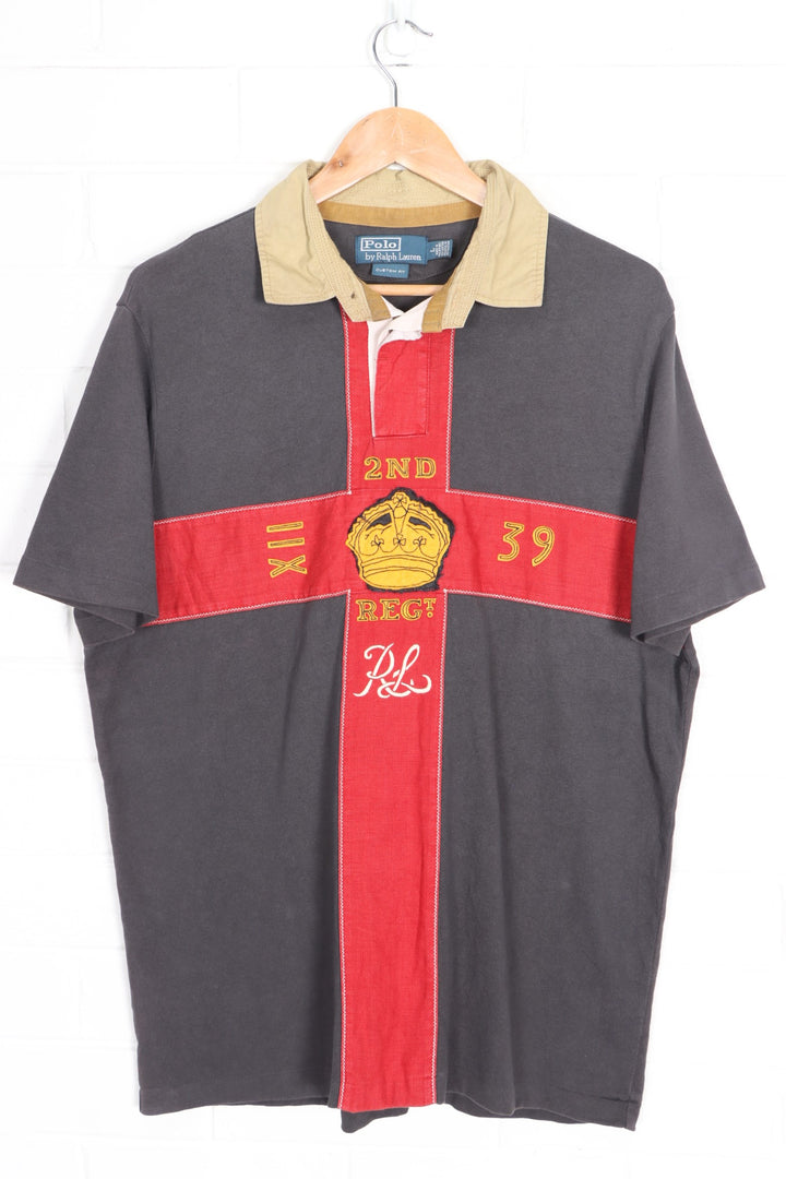 Vintage Chaps Ralph Lauren Shirt Mens Medium Grey Rugby Waffle