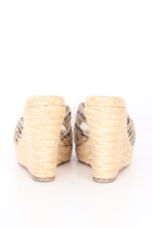 CHRISTIAN LOUBOUTIN 'Tiburon' Espadrilles Wedge Sandals (37)