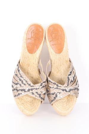 CHRISTIAN LOUBOUTIN 'Tiburon' Espadrilles Wedge Sandals (37)