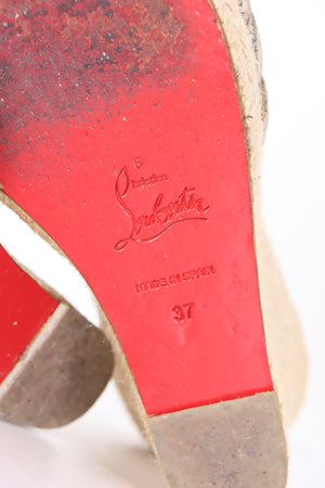 CHRISTIAN LOUBOUTIN 'Tiburon' Espadrilles Wedge Sandals (37)