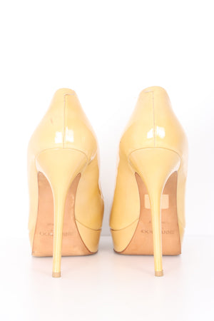 JIMMY CHOO Mustard Yellow Patent Leather Platform Heels (40)