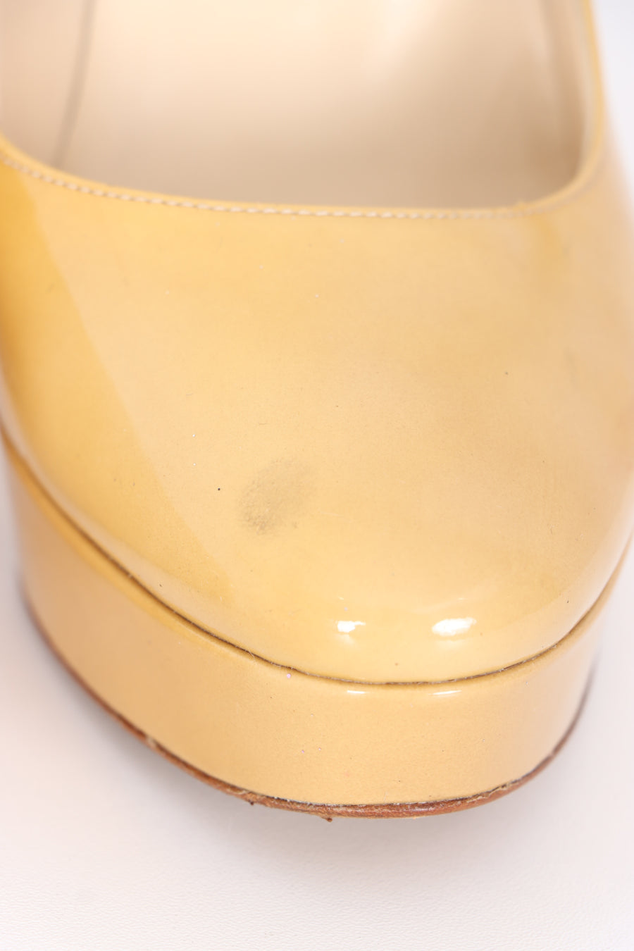 JIMMY CHOO Mustard Yellow Patent Leather Platform Heels (40)