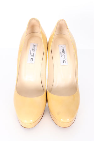 JIMMY CHOO Mustard Yellow Patent Leather Platform Heels (40)