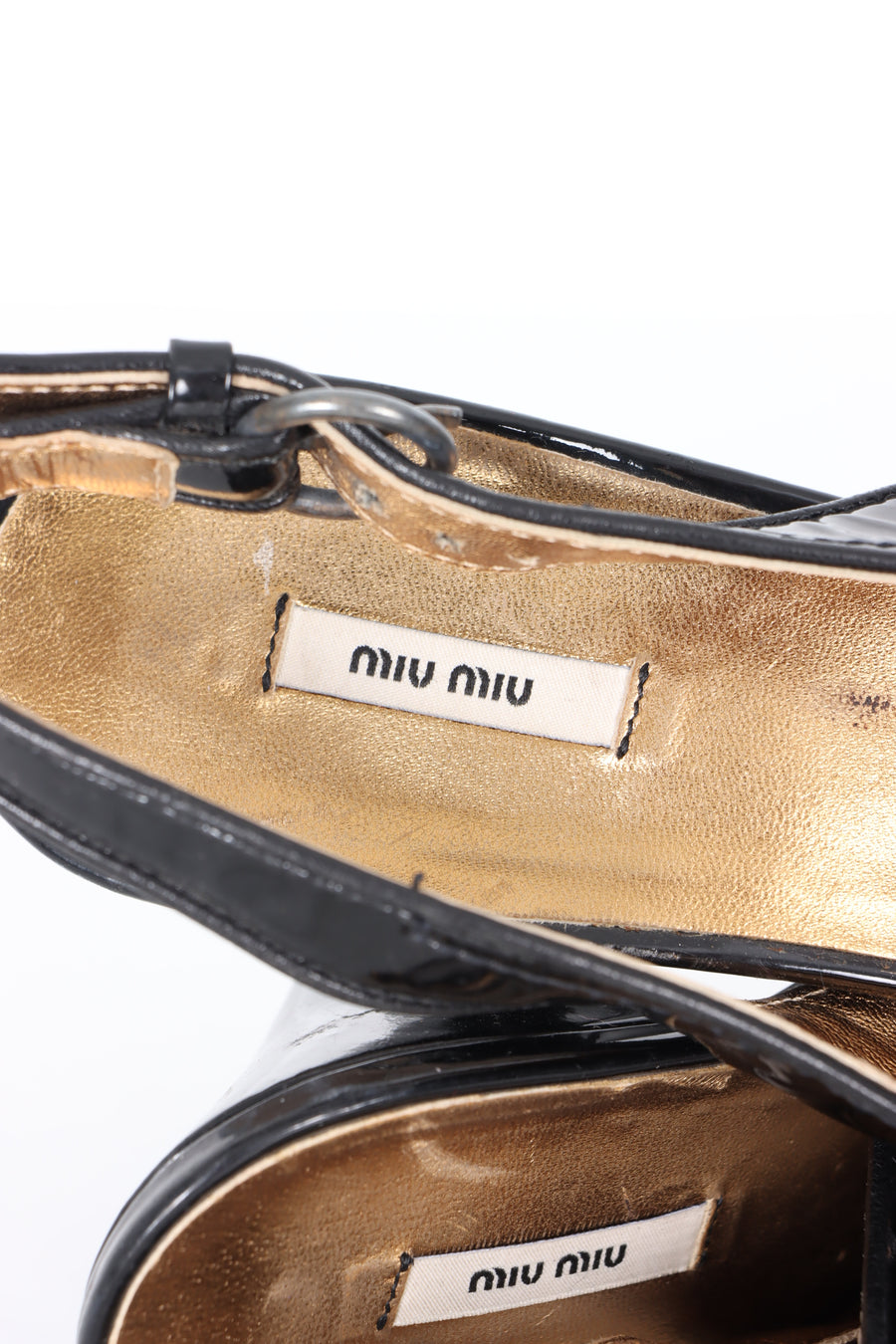 MIU MIU Black Patent Leather Platform Slingback Heels (39.5)