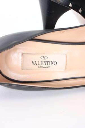 VALENTINO 'Rockstud' Black Leather Pointed Toe Heels (38)