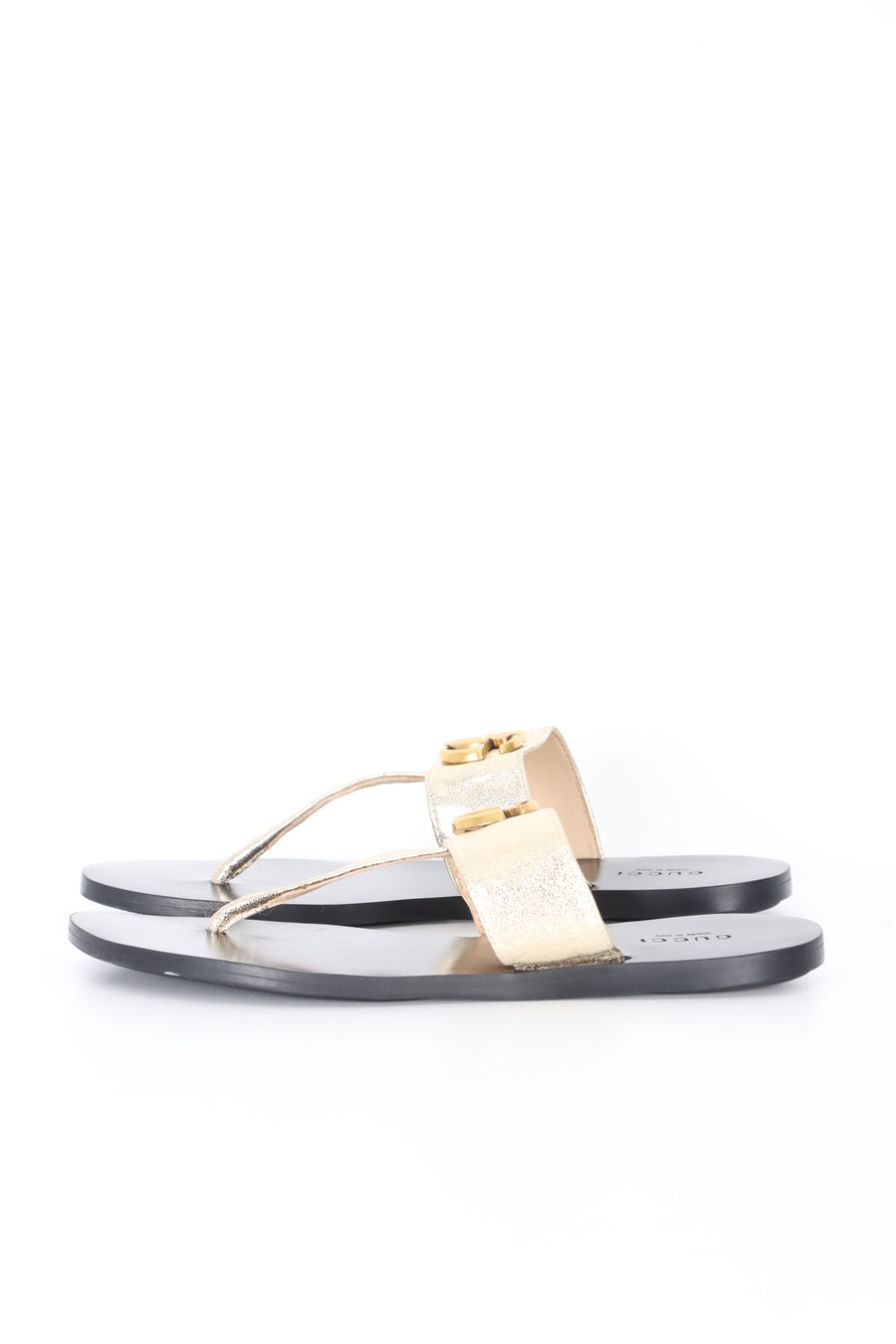 REPLICA Gucci GG Gold Thongs Sandals (39)