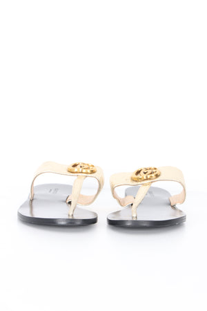 REPLICA Gucci GG Gold Thongs Sandals (39)