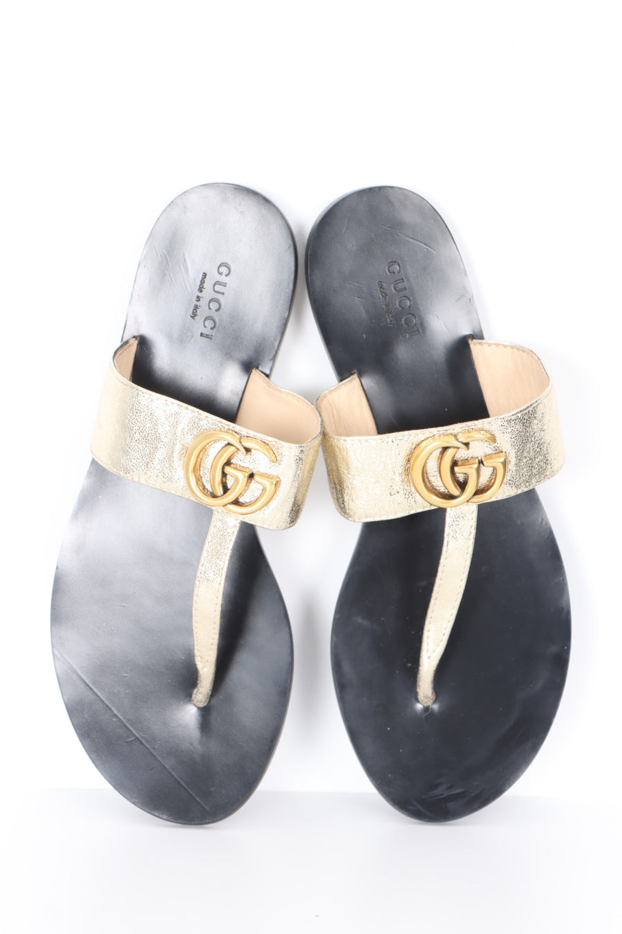 REPLICA Gucci GG Gold Thongs Sandals (39)