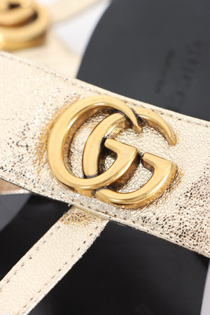 REPLICA Gucci GG Gold Thongs Sandals (39)