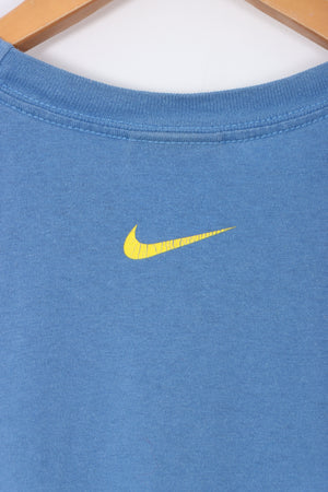 NIKE Centre Swoosh Logo Blue & Yellow T-Shirt (M)