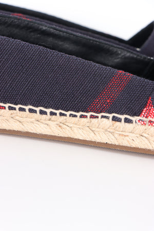 BURBERRY 'Hodgeson' Navy Blue Nova Check Canvas Espadrillles Flats (38)