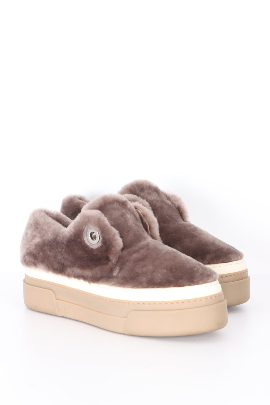 Attilio Giusti Leombruni AGL Fur Platform Loafer Sneakers (38)