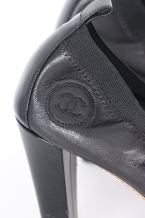 CHANEL 'Stretch Spirit' Black Leather Elastic Ballerina Heels (38.5)