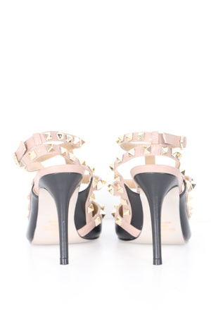 REPLICA Valentino 'Rockstud' Beige Black Caged Pump Heels (37)