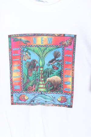 New Zealand Native Animals Colourful Art NZ Made Destination Tee (M-L)