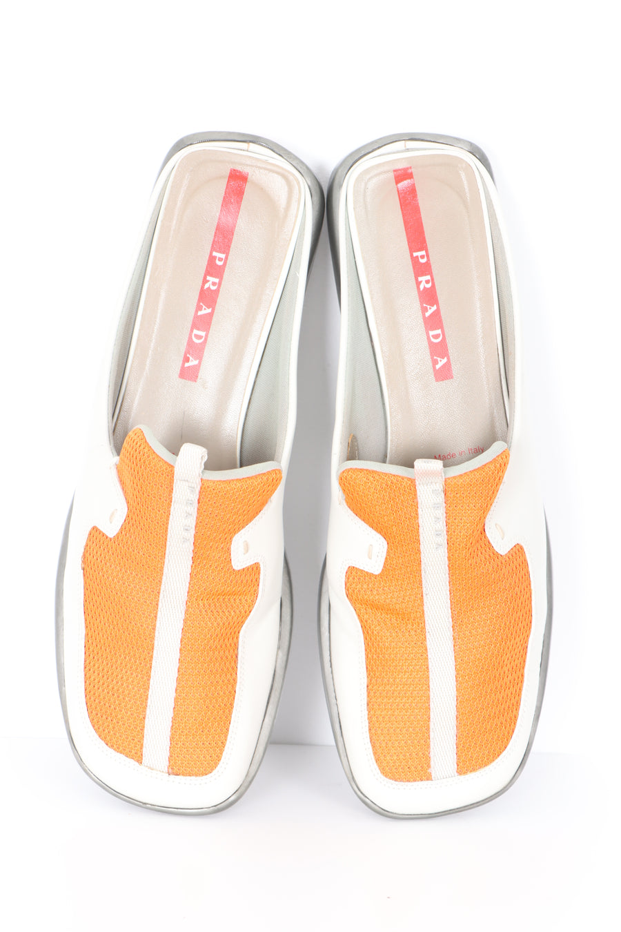 PRADA Orange Grey Slip On Loafer Shoes (41)