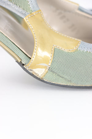 PRADA Gold Green Y2K Mary Jane Kitten Heels (36.5)