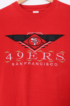 NFL 90s San Francisco 49ers Embroidered LOGO 7 Single Stitch T-Shirt (XL)