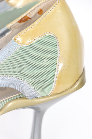 PRADA Gold Green Y2K Mary Jane Kitten Heels (36.5)