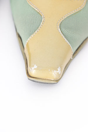 PRADA Gold Green Y2K Mary Jane Kitten Heels (36.5)