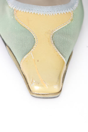 PRADA Gold Green Y2K Mary Jane Kitten Heels (36.5)