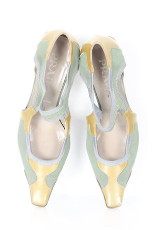 PRADA Gold Green Y2K Mary Jane Kitten Heels (36.5)