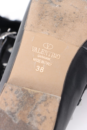 REPLICA Valentino 'Rockstud' Caged Black Leather Ballet Flats (38)