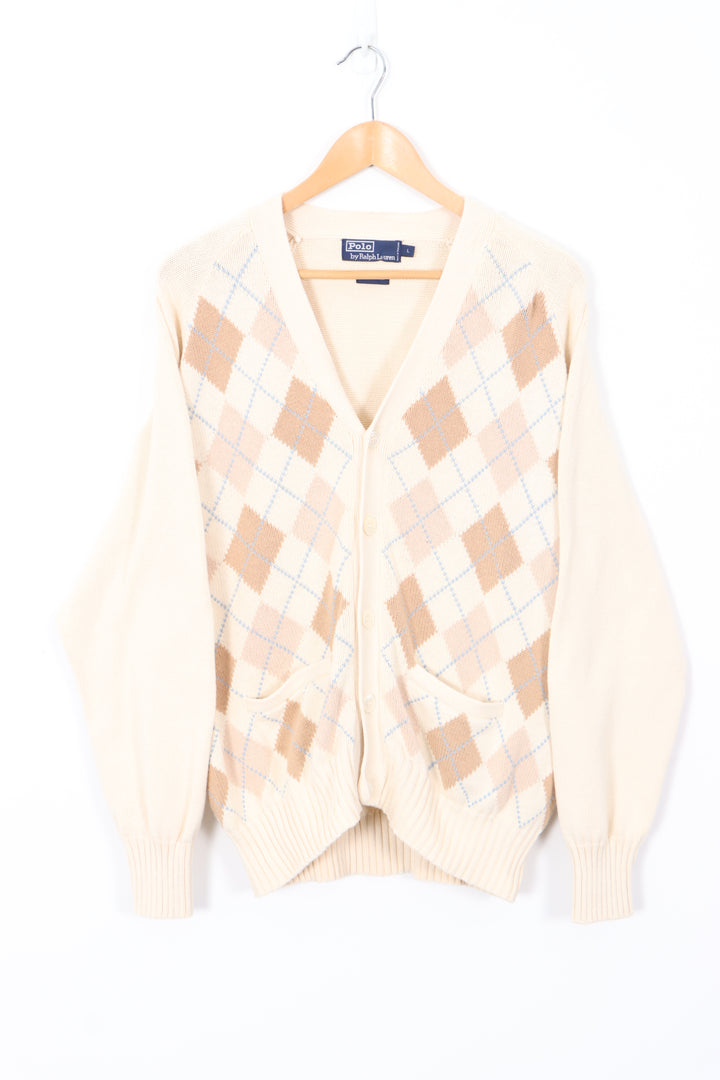 POLO by Ralph Lauren Argyle Pattern Cotton Knit Cardigan (L)