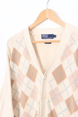 POLO by Ralph Lauren Argyle Pattern Cotton Knit Cardigan (L)