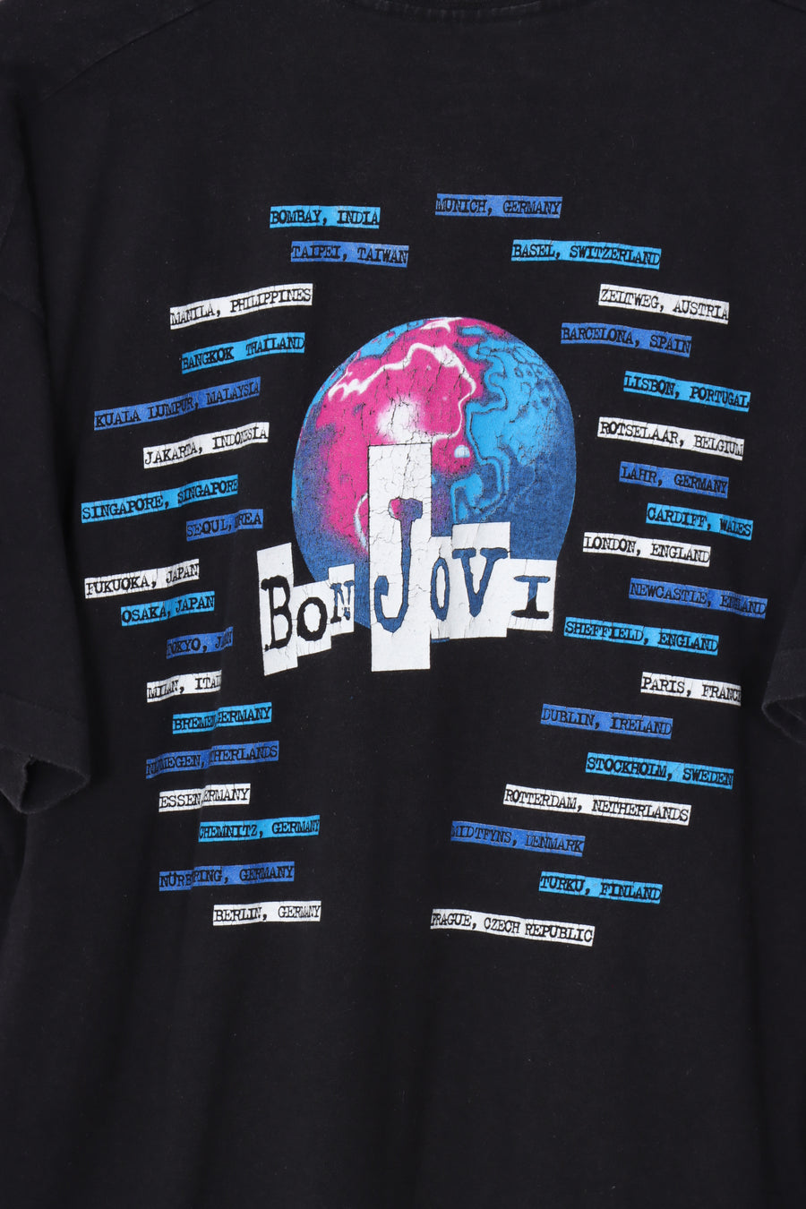 1995 Vintage BON JOVI Purple & Teal World Band Tee (L)