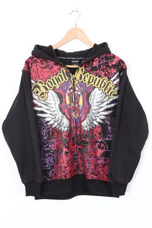 ROYAL REPUBLIC Metallic Wing Graffiti Graphic Hoodie Sweatshirt (M)