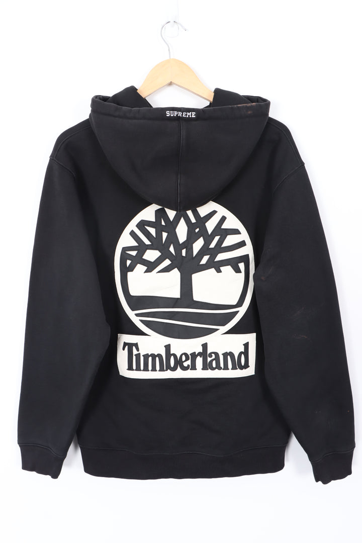 SUPREME x TIMBERLAND Leather Applique Logo Back Hoodie (L)