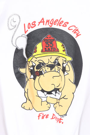 1990 Los Angeles Fire Department Bulldog 50/50 Sweatshirt USA Made (L)