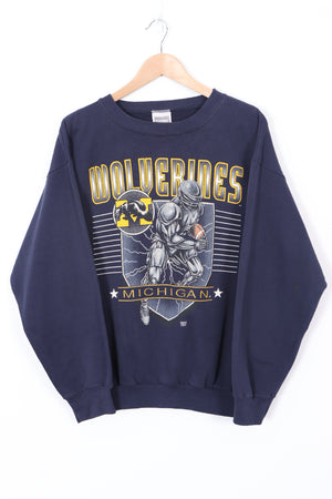 Michigan Wolverines College Football USA Made 50/50 Navy Sweatshirt (XL)