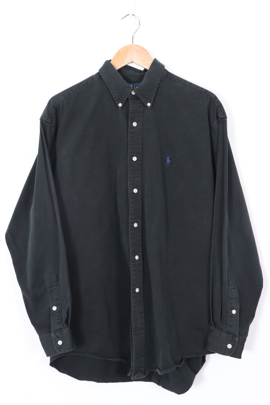 RALPH LAUREN 'Blake' Long Sleeve Black Cotton Shirt (L-XL)