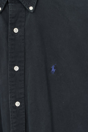 RALPH LAUREN 'Blake' Long Sleeve Black Cotton Shirt (L-XL)