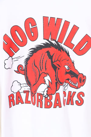 Hog Wild Razorbacks 50/50 USA Made White Sweatshirt (XL)