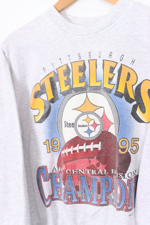 1995 Pittsburgh Steelers AFC Champions Football Grey Sweatshirt (S)