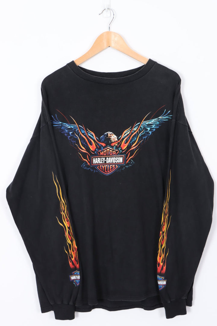 HARLEY DAVIDSON 60th Anniversary Flame Sleeve Detail Long Sleeve Tee (XXL)