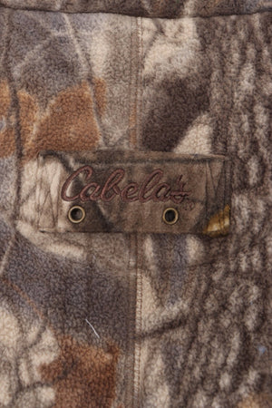 CABELA'S Camo Pattern Quarter Zip Front Pockets Fleece (M)