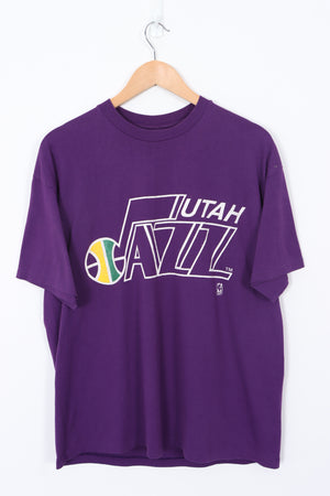 Utah Jazz Basketball Team NBA 50/50 USA Made Purple Tee (M-L)